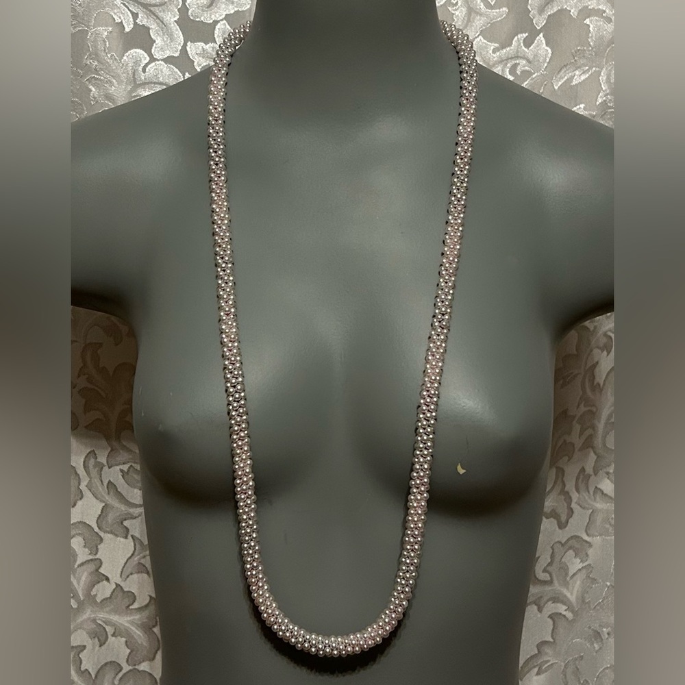 Vintage 35-inch Hand-beaded Rope Necklace